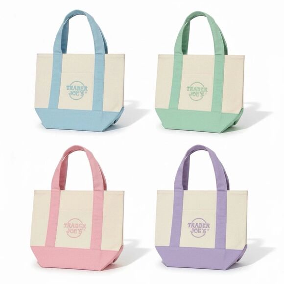 Trader Joe'S Handbags - Spring 2026 Trader Joe’s Mini Pastel Canvas Tote Bag Set Of 4 In Stock Available